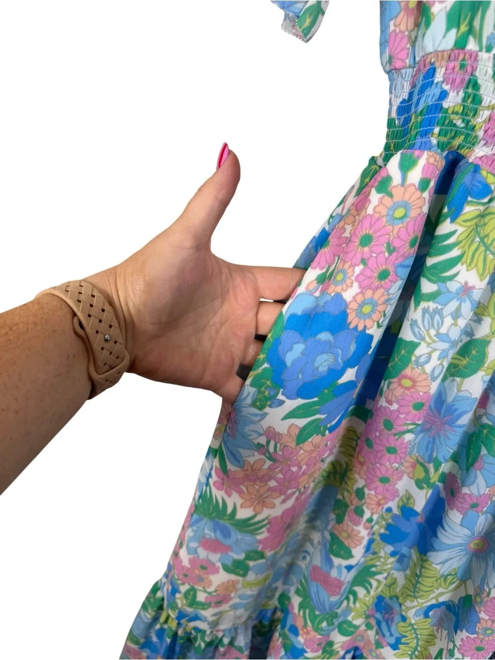 J. Crew Smocked Ruffle Midi Dress Fairy Floral Sz M